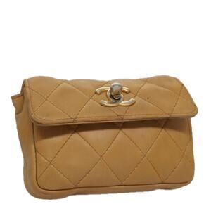 Chanel Matelasse Waist Bag Leather Beige CC